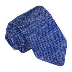 Royal Blue Melange Plain Speckled Knitted Slim Tie