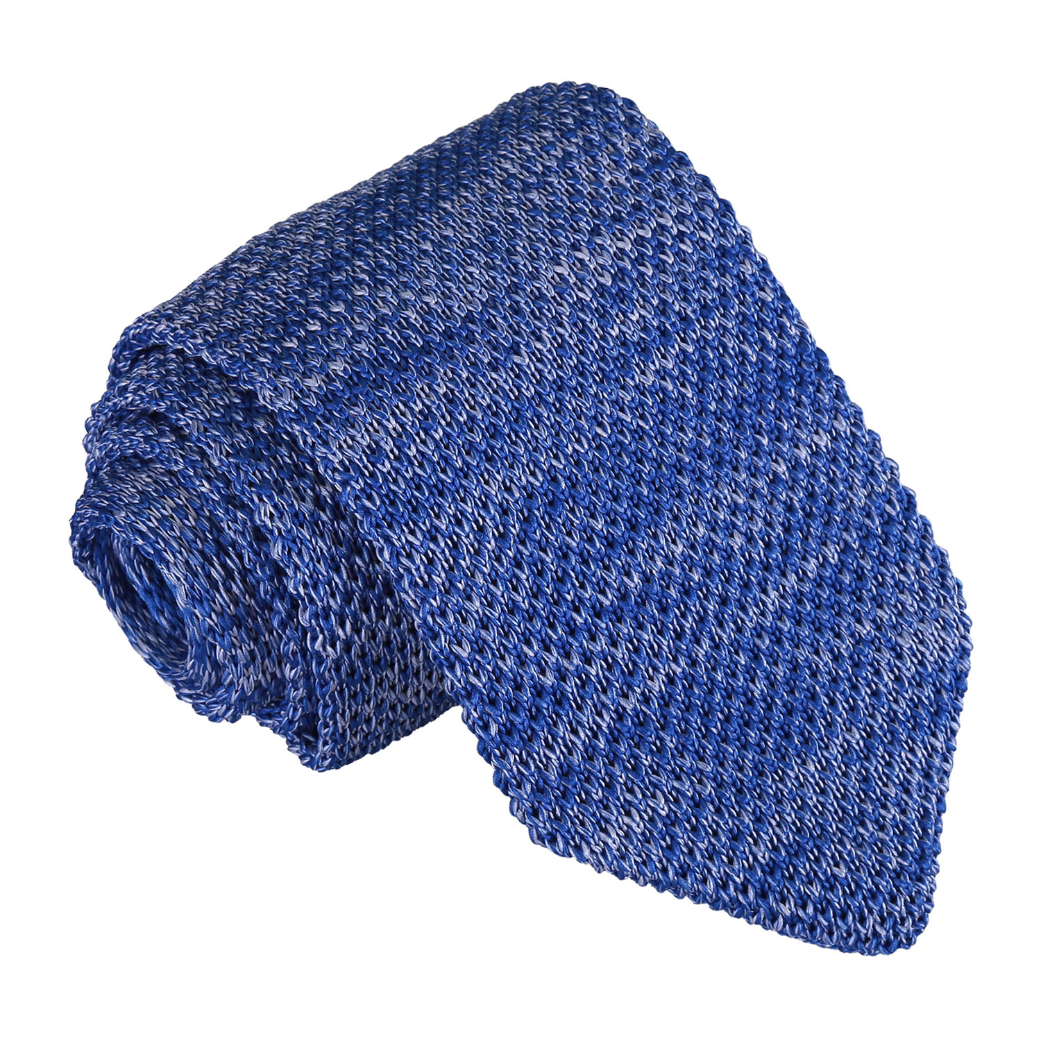 Royal Blue Melange Plain Speckled Knitted Slim Tie James Alexander