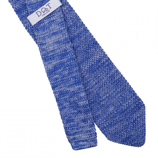 Royal Blue Melange Plain Speckled Knitted Slim Tie