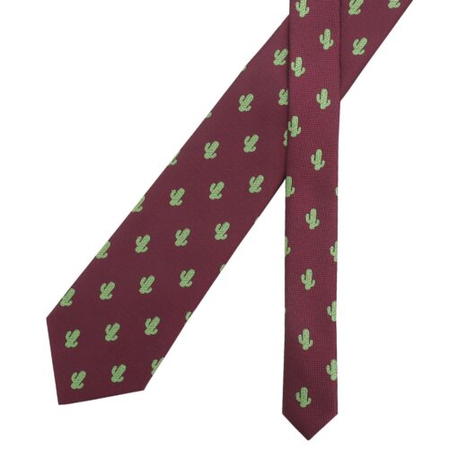 Burgundy Champagne Glass Emoji Embroidered Tie