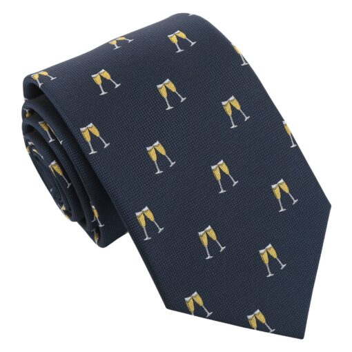 Burgundy Champagne Glass Emoji Embroidered Tie