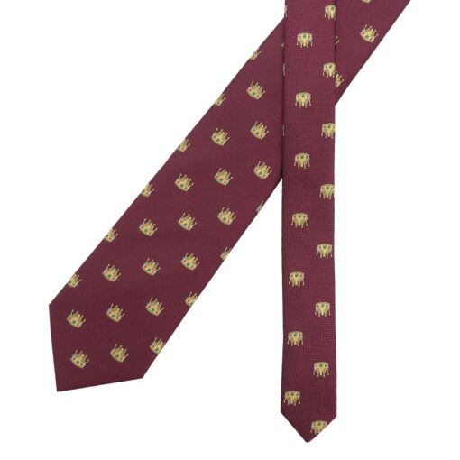 Burgundy Champagne Glass Emoji Embroidered Tie