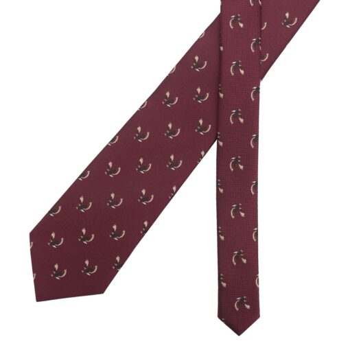 Burgundy Champagne Glass Emoji Embroidered Tie