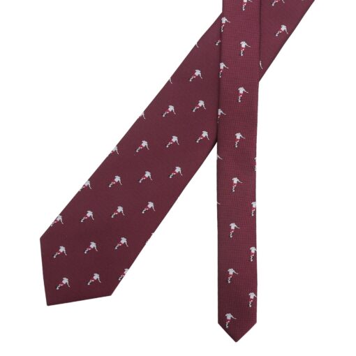 Burgundy Champagne Glass Emoji Embroidered Tie