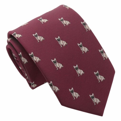 Burgundy Champagne Glass Emoji Embroidered Tie