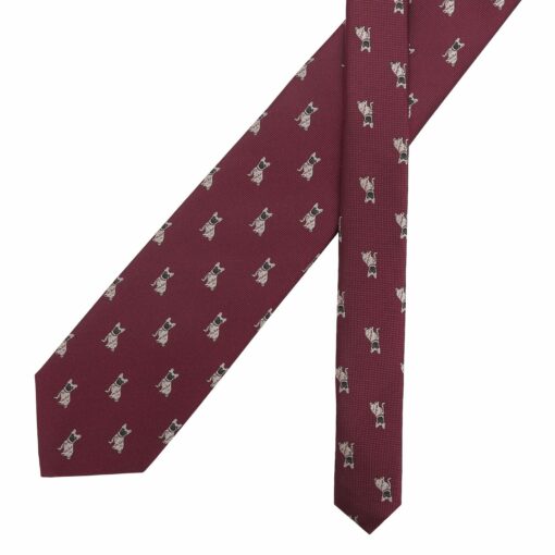 Burgundy Champagne Glass Emoji Embroidered Tie