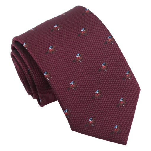Burgundy Champagne Glass Emoji Embroidered Tie