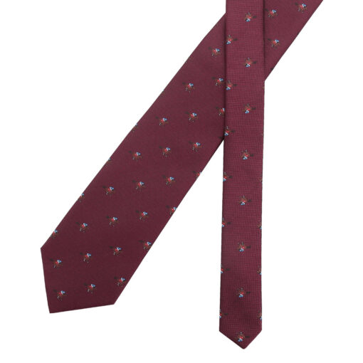 Burgundy Champagne Glass Emoji Embroidered Tie