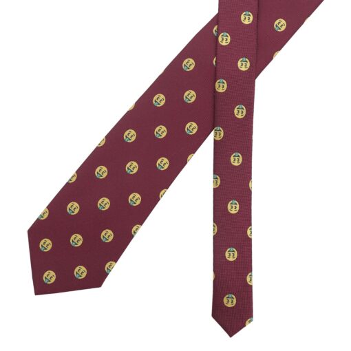 Burgundy Champagne Glass Emoji Embroidered Tie