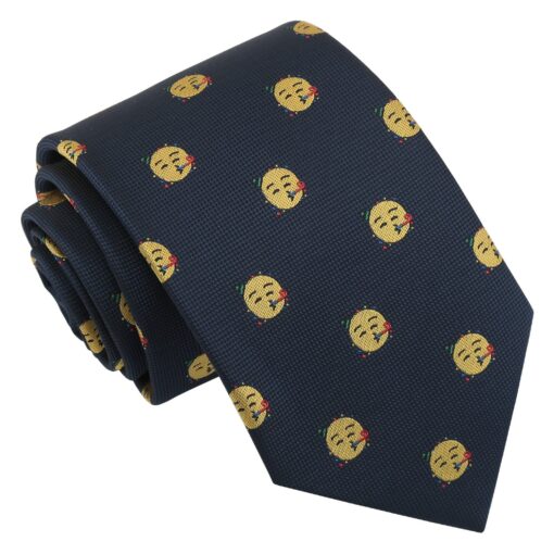Burgundy Champagne Glass Emoji Embroidered Tie