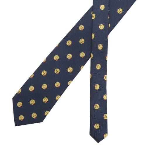 Burgundy Champagne Glass Emoji Embroidered Tie