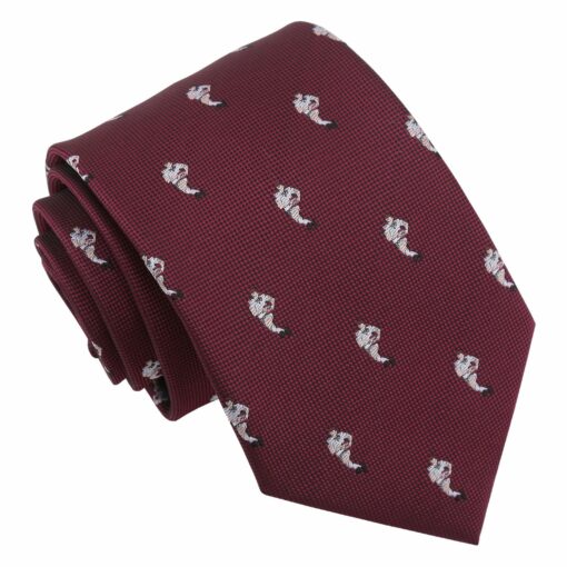 Burgundy Champagne Glass Emoji Embroidered Tie