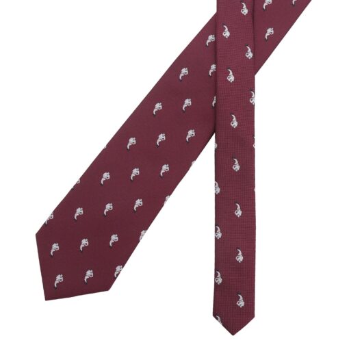 Burgundy Champagne Glass Emoji Embroidered Tie