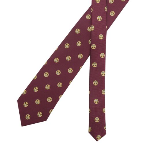 Burgundy Champagne Glass Emoji Embroidered Tie
