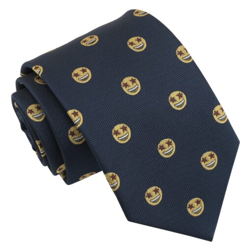 Burgundy Champagne Glass Emoji Embroidered Tie