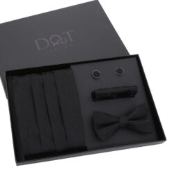 Black & Silver Paisley Bohemian Bow Tie 4pc Gift Box Set