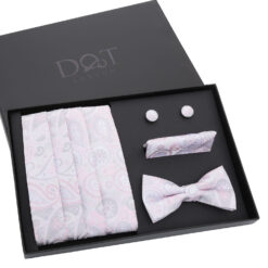 Black & Silver Paisley Bohemian Bow Tie 4pc Gift Box Set