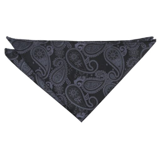 Black & Charcoal Paisley Bohemian Pocket Square