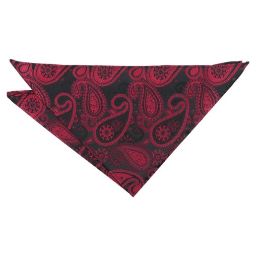 Black & Red Paisley Bohemian Pocket Square