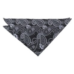 Black & Silver Paisley Bohemian Pocket Square