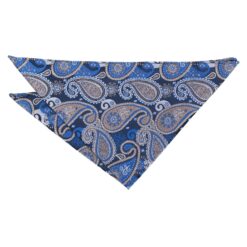Blue & Cream Paisley Bohemian Silver Plated Cufflinks