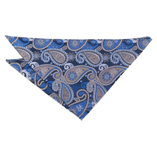 Blue & Cream Paisley Bohemian Pocket Square