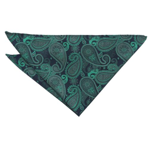 Navy & Green Paisley Bohemian Pocket Square