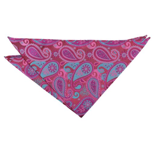 Pink & Turquoise Paisley Bohemian Pocket Square