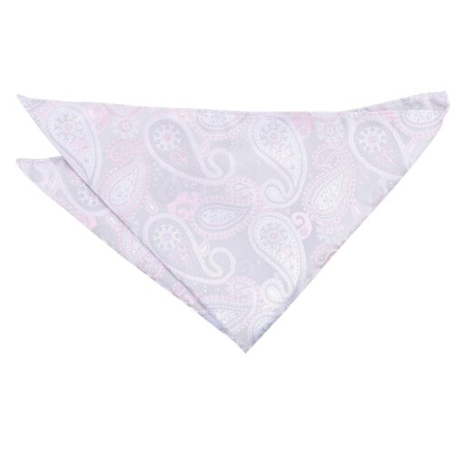 Silver & Pink Paisley Bohemian Pocket Square