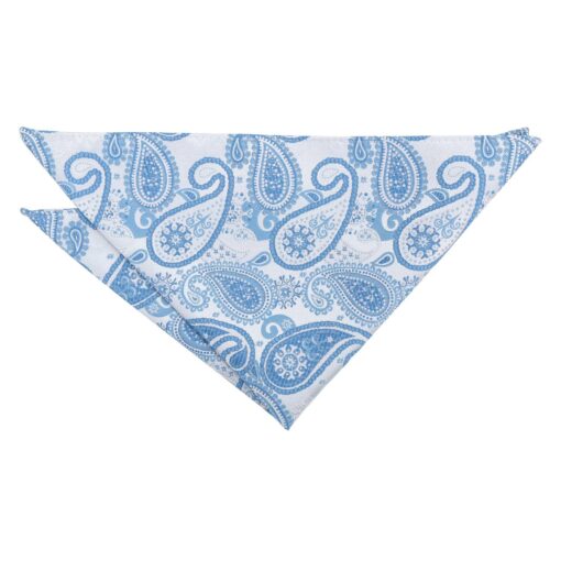 White & Blue Paisley Bohemian Pocket Square