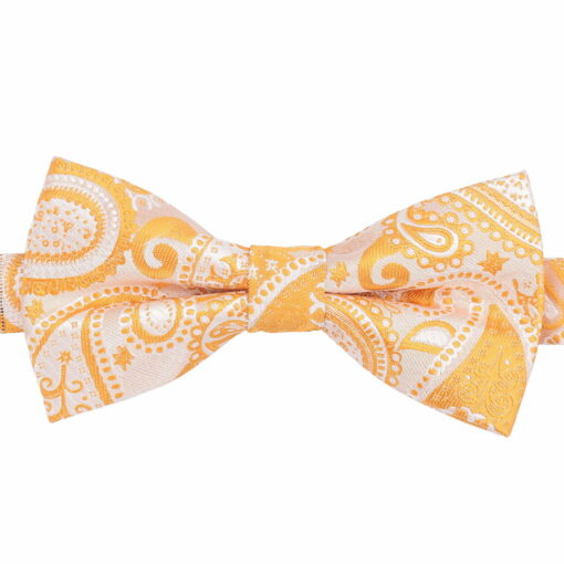 Apricot Paisley Bohemian Pre-Tied Thistle Bow Tie