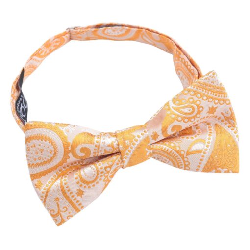 Apricot Paisley Bohemian Pre-Tied Thistle Bow Tie