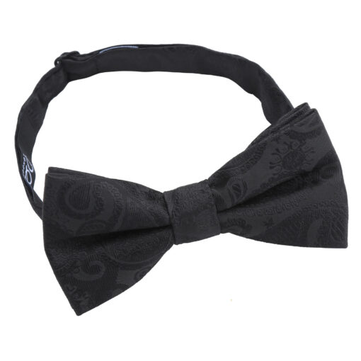 Black Paisley Bohemian Pre-Tied Thistle Bow Tie