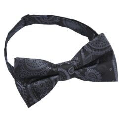 Black & Charcoal Paisley Bohemian Pre-Tied Bow Tie