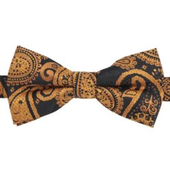 Black & Gold Paisley Bohemian Pre-Tied Bow Tie