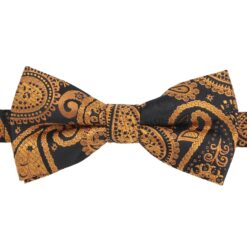 Black & Gold Paisley Bohemian Pre-Tied Thistle Bow Tie