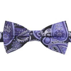 Black & Purple Paisley Bohemian Pre-Tied Thistle Bow Tie