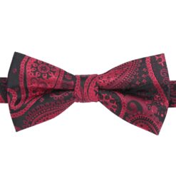 Black & Red Paisley Bohemian Pre-Tied Thistle Bow Tie