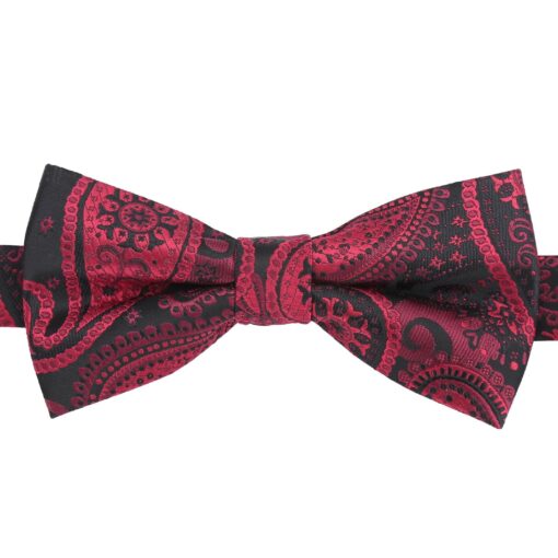 Black & Red Paisley Bohemian Pre-Tied Bow Tie