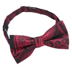 Black & Red Paisley Bohemian Pre-Tied Bow Tie