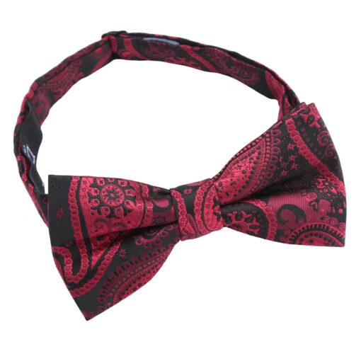 Black & Red Paisley Bohemian Pre-Tied Thistle Bow Tie