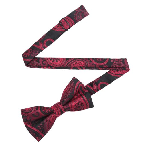 Black & Red Paisley Bohemian Pre-Tied Thistle Bow Tie