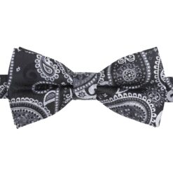 Black & Silver Paisley Bohemian Pre-Tied Bow Tie