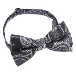 Black & Silver Paisley Bohemian Pre-Tied Bow Tie