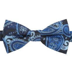 Blue & Black Paisley Bohemian Pre-Tied Thistle Bow Tie