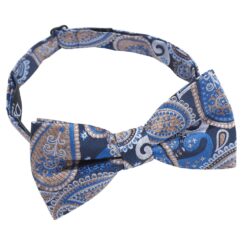 Blue & Cream Paisley Bohemian Pre-Tied Bow Tie