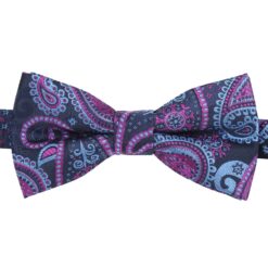 Blue & Orchid Paisley Bohemian Pre-Tied Thistle Bow Tie