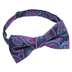 Blue & Orchid Paisley Bohemian Pre-Tied Bow Tie