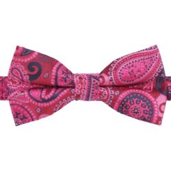 Hot Pink & Teal Paisley Bohemian Pre-Tied Thistle Bow Tie