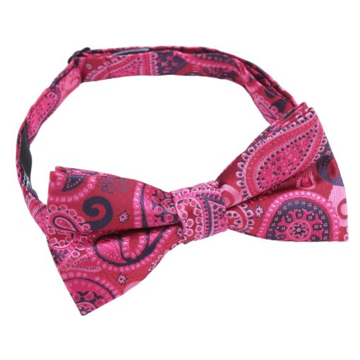 Hot Pink & Teal Paisley Bohemian Pre-Tied Thistle Bow Tie